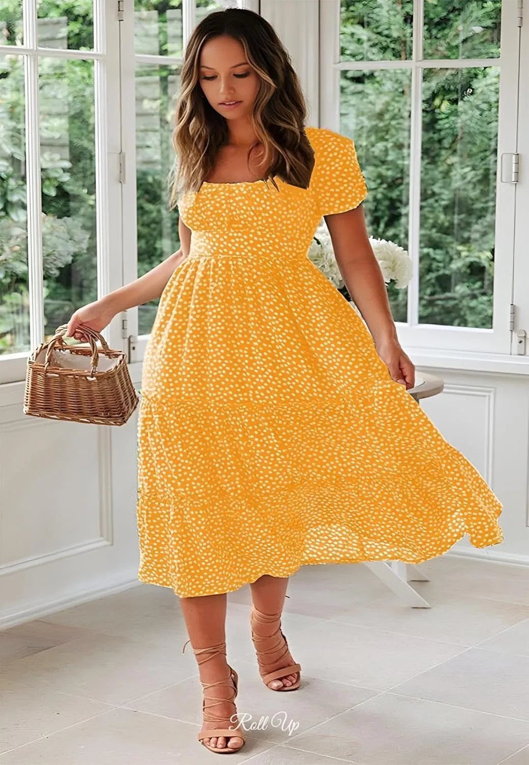 Roll Up Women's Spring Summer Dresses Party Casual Floral Print Boho Elegant Beautiful Cute Midi Long Maxi Dress