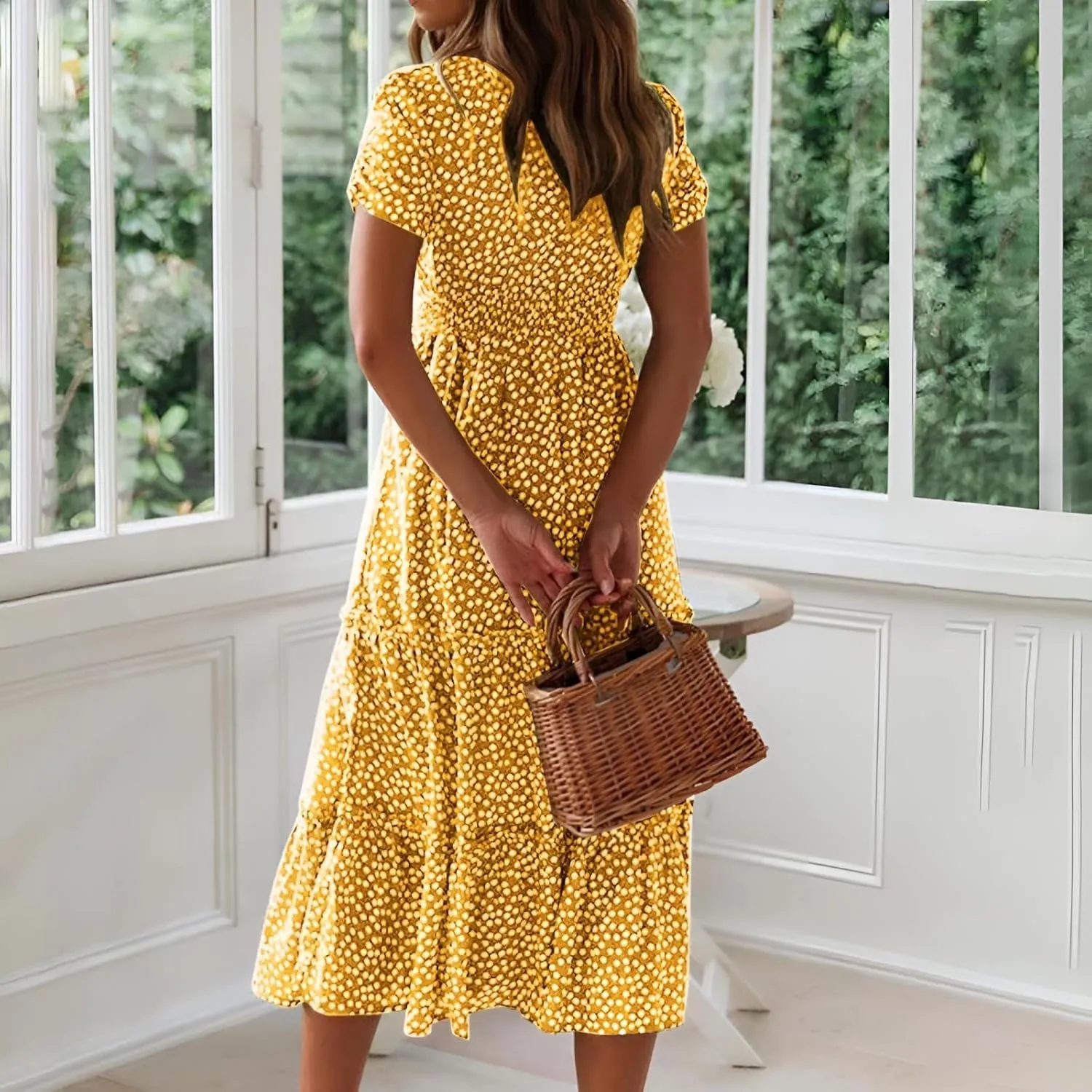 Roll Up Women's Spring Summer Dresses Party Casual Floral Print Boho Elegant Beautiful Cute Midi Long Maxi Dress