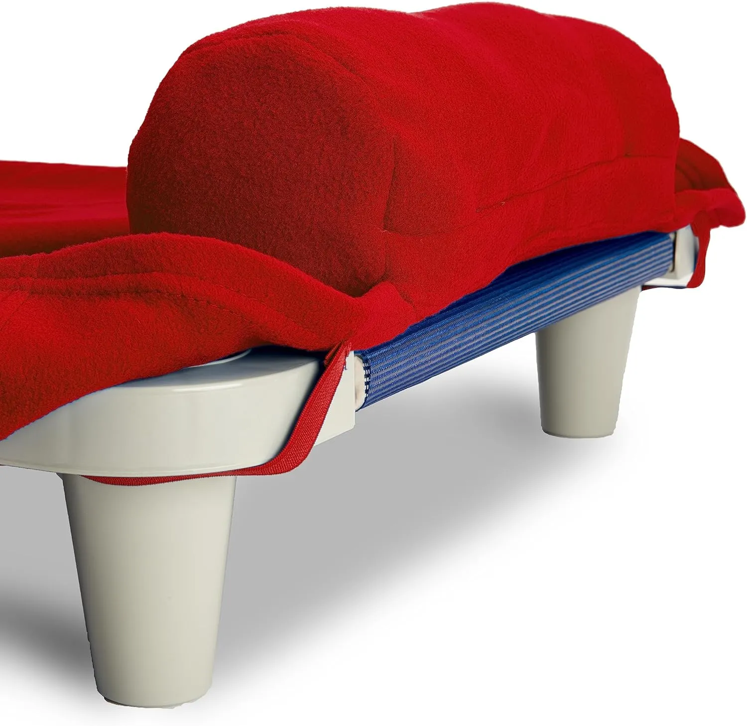 ROLLEE POLLEE Nap Sac Roll Up Napping Blanket with Attached Pillow for Preschool/Daycare, Super Soft with Elastic Straps, Fits Most Mats and Cots (Red)