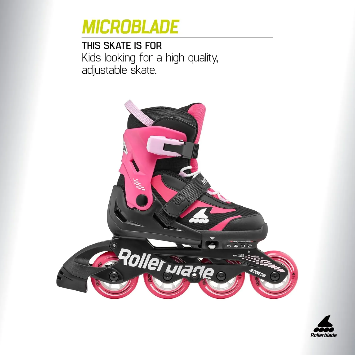 Rollerblade Microblade Kid's Adjustable Fitness Inline Skate, Junior, Youth Performance Inline Skates