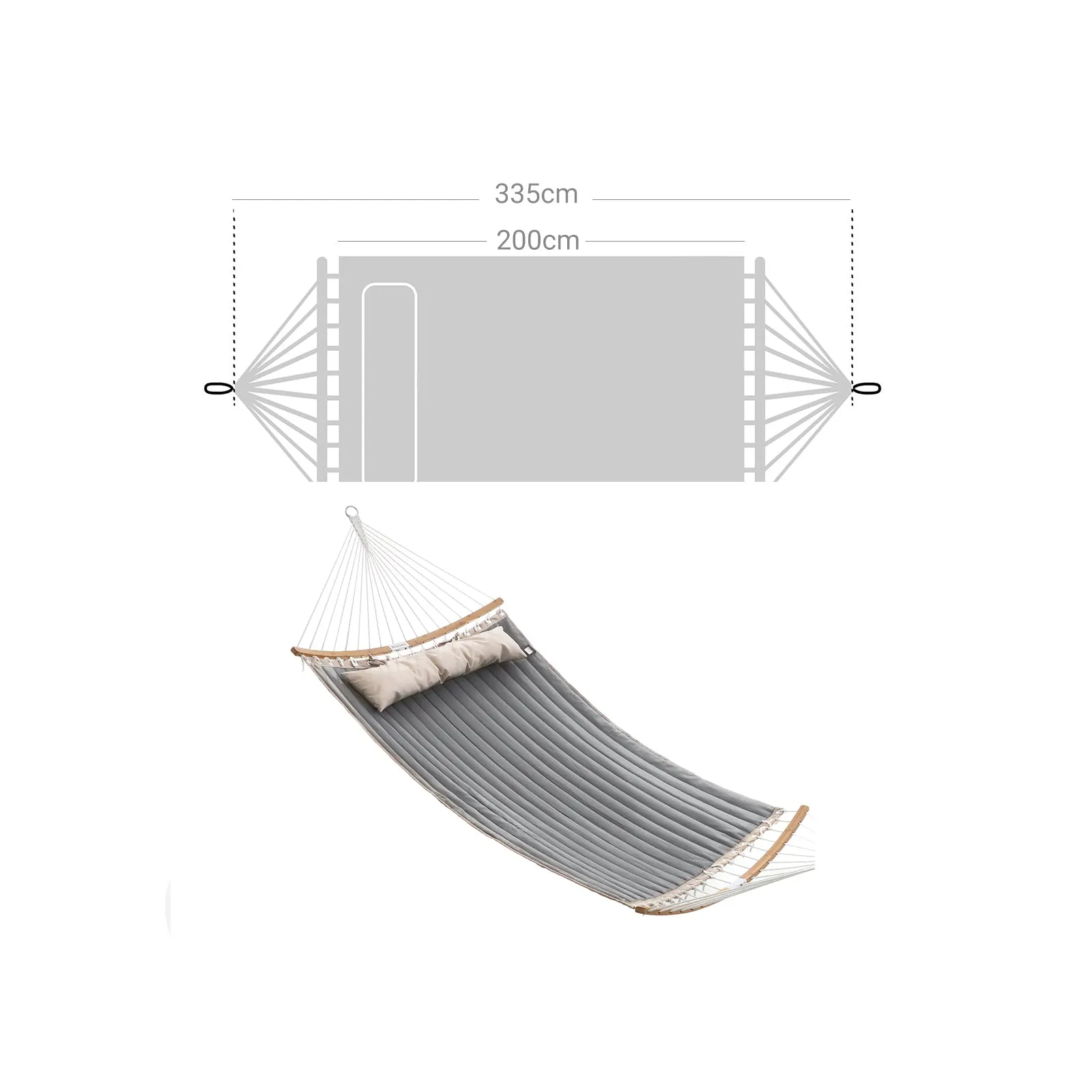 Rootz Portable Hammock - Outdoor Swing Bed - Hanging Lounger - 300D Oxford Cloth - Relaxation Oasis - Garden, Living Room, Beach - 200cm x 140cm - Gray-Beige