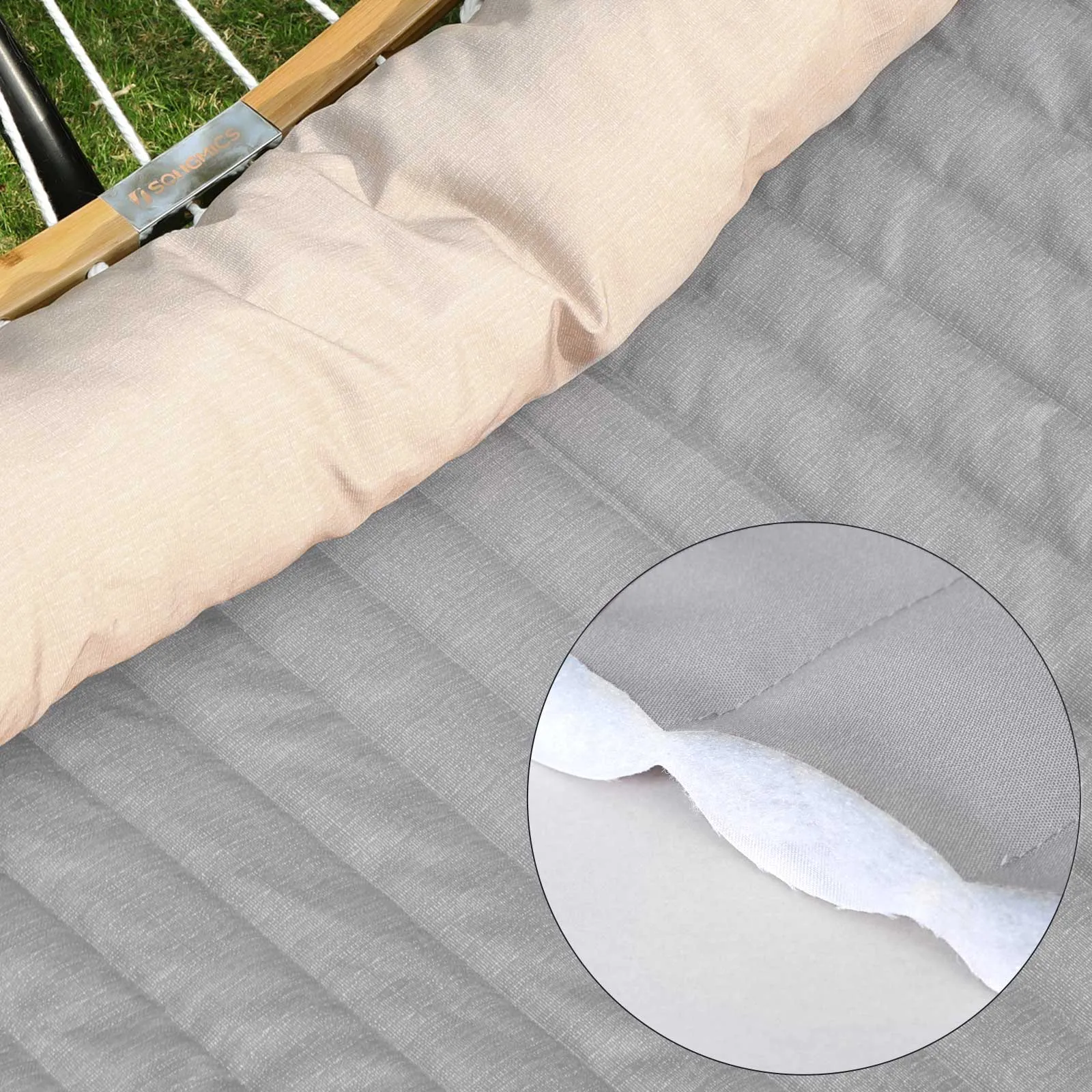 Rootz Portable Hammock - Outdoor Swing Bed - Hanging Lounger - 300D Oxford Cloth - Relaxation Oasis - Garden, Living Room, Beach - 200cm x 140cm - Gray-Beige
