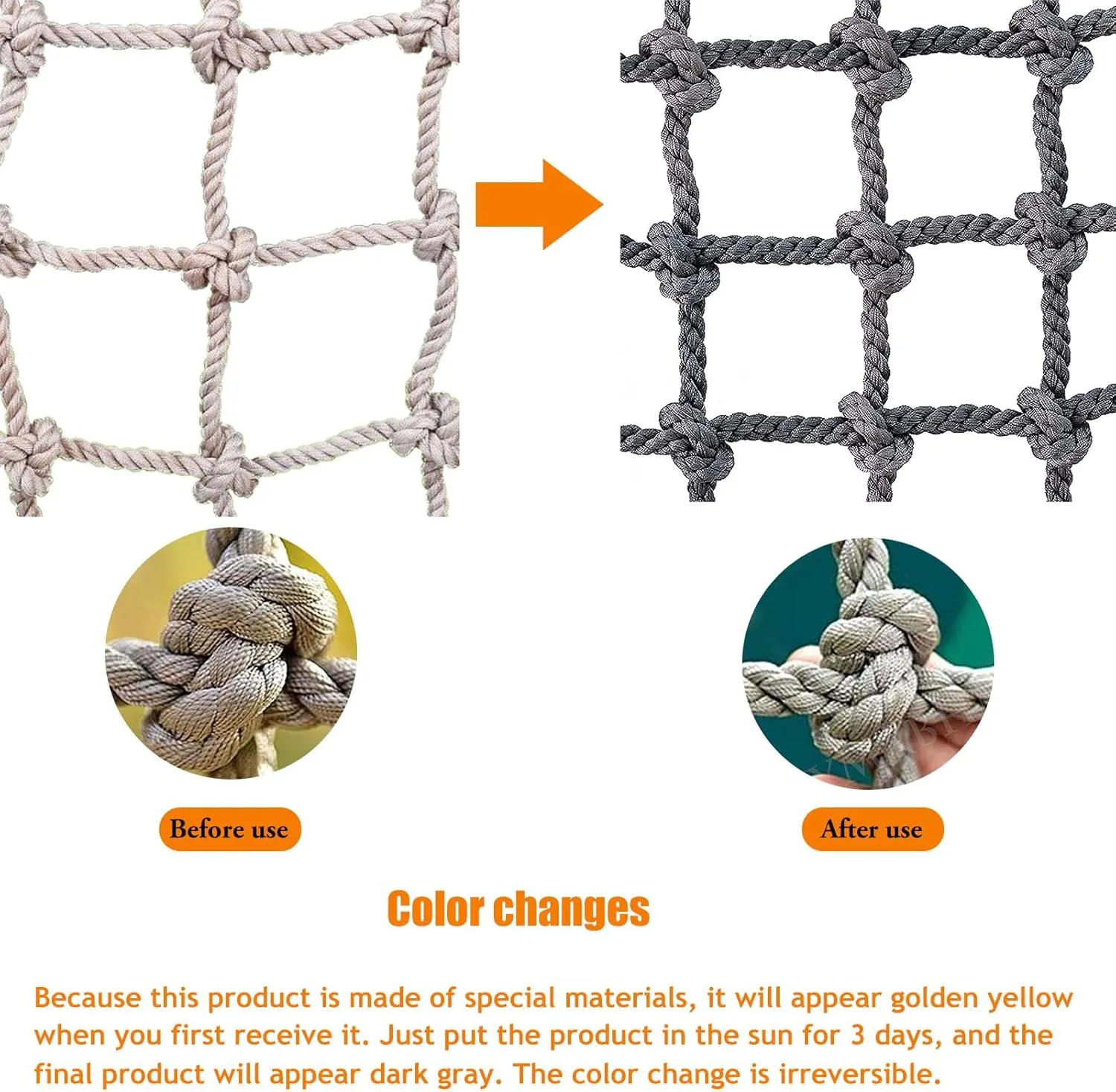 Rope Net Fence Outdoor Safety Net Climbing Netting Heavy Duty Truck Trailer Nets Cargo Climbing Net Garden Decor Plants Climbing Net Playground Hammock(Size:3.3FTx3.3FT)
