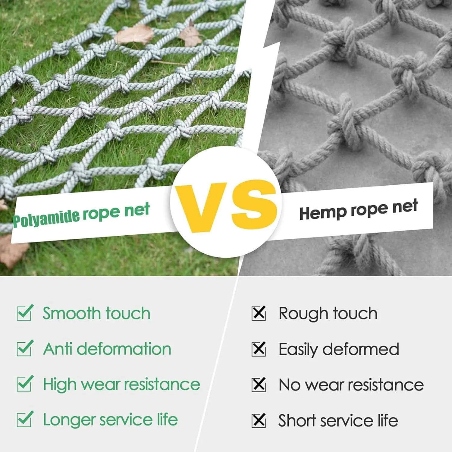 Rope Net Fence Outdoor Safety Net Climbing Netting Heavy Duty Truck Trailer Nets Cargo Climbing Net Garden Decor Plants Climbing Net Playground Hammock(Size:3.3FTx3.3FT)