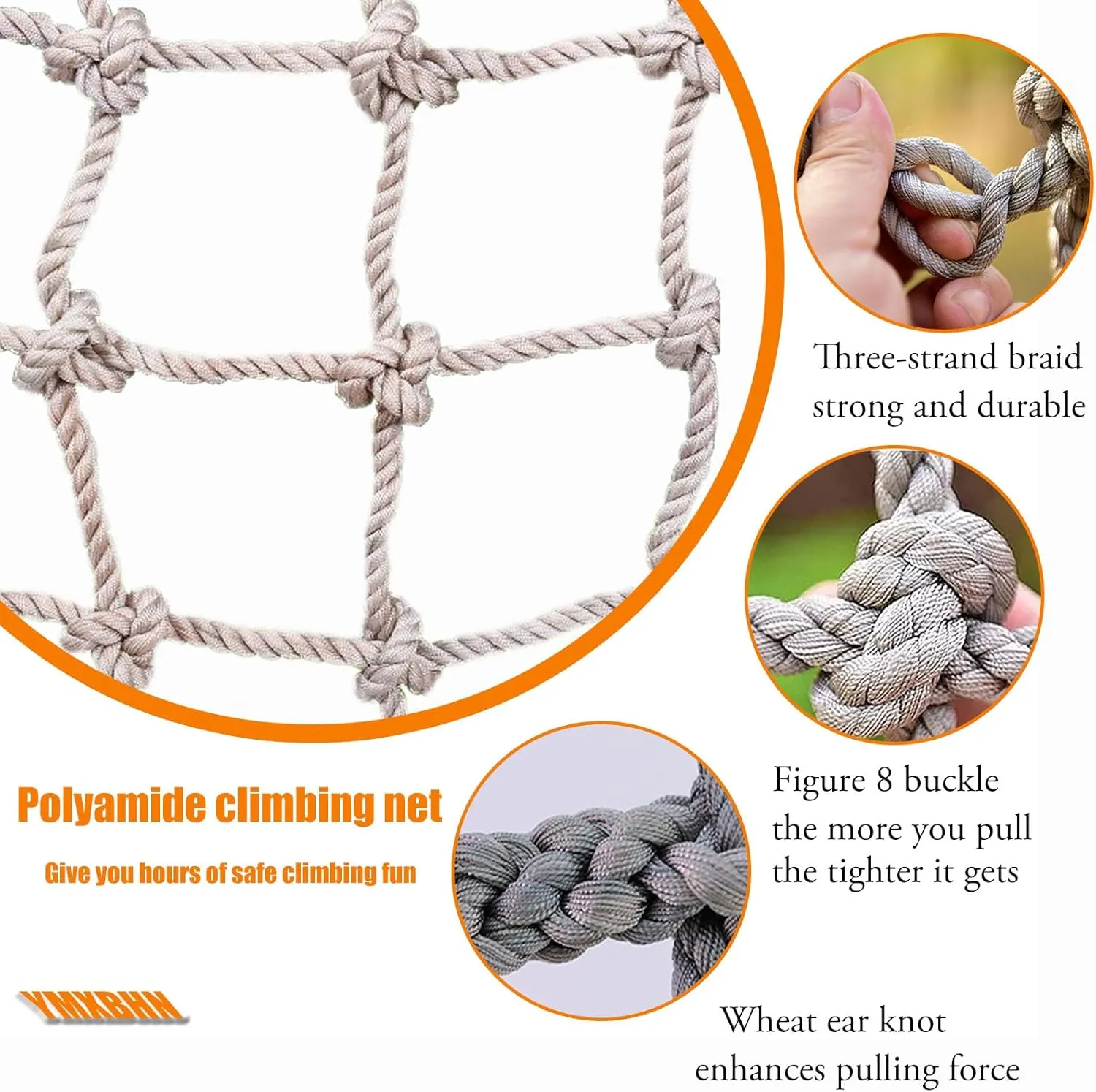 Rope Net Fence Outdoor Safety Net Climbing Netting Heavy Duty Truck Trailer Nets Cargo Climbing Net Garden Decor Plants Climbing Net Playground Hammock(Size:3.3FTx3.3FT)