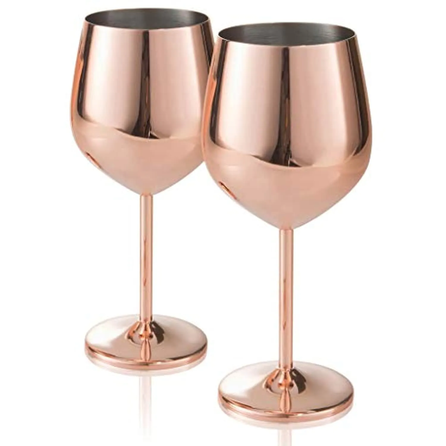 Rose Gold Stem Stainless Steel Wine Glass Set 4