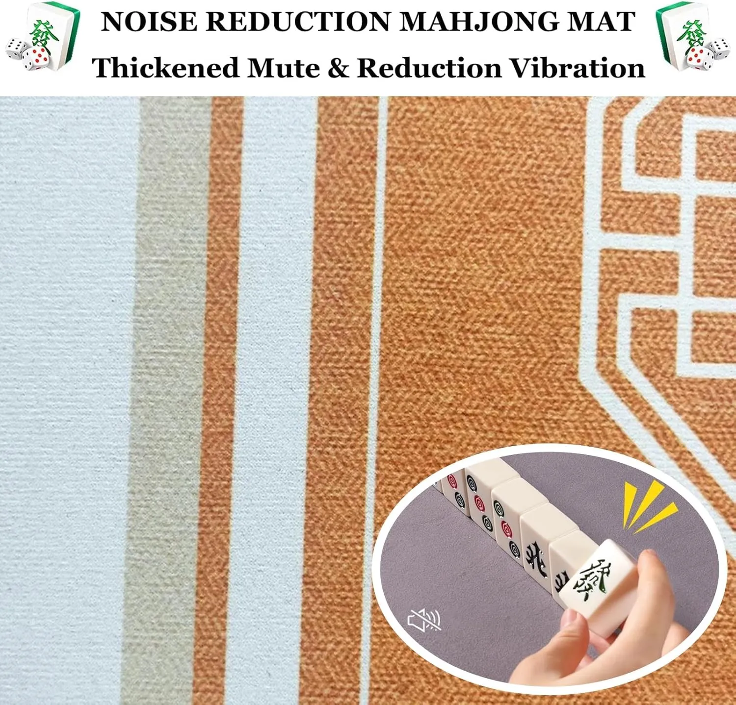 Round Mahjong Table Mat with Black Storage Bag, Lightweight Soft Noise Reduction Table Cover with Anti Slip Backing, Board Tile Game Mat(Brown,39.37x39.37in)