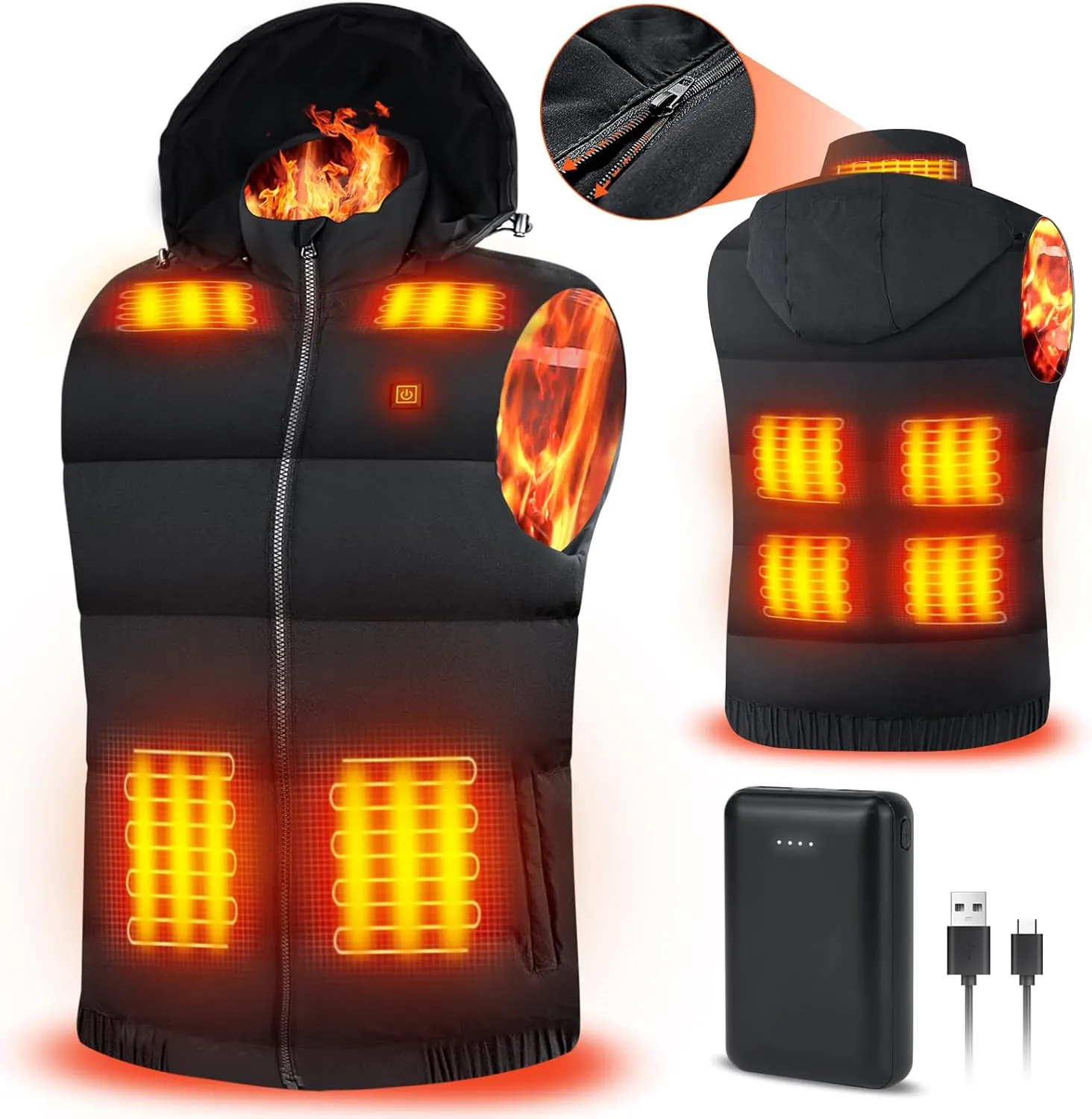 Rrtizan Heated Vest for Men Women,Lightweight Heating Vest with Battery Pack for Winter Outdoor Hunting Skiing