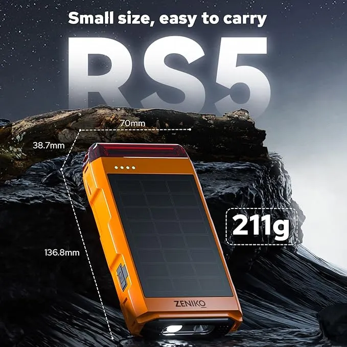 RS5 SOS Distress Strobe Light with Solar Panel, IP65 Waterproof, 10 Hours Battery Life, 6.5Km Night Light Visibility, Flashlight LED Survival Light for Outdoor, Camping, Hiking Emergency