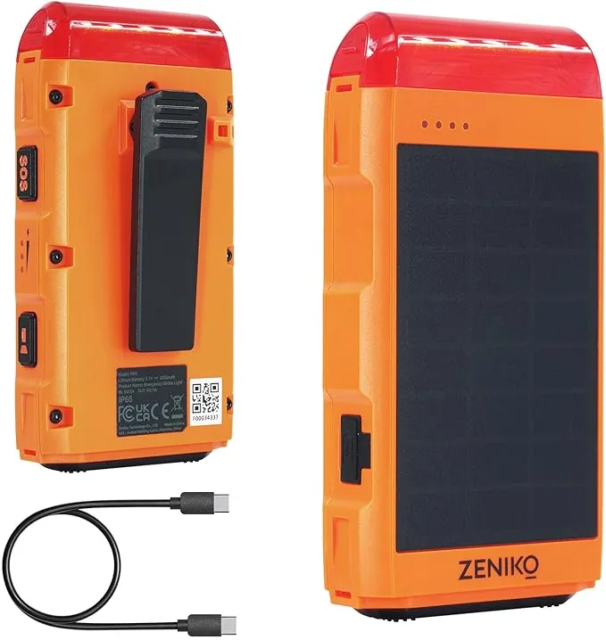 RS5 SOS Distress Strobe Light with Solar Panel, IP65 Waterproof, 10 Hours Battery Life, 6.5Km Night Light Visibility, Flashlight LED Survival Light for Outdoor, Camping, Hiking Emergency