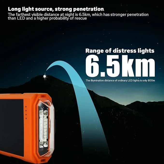 RS5 SOS Distress Strobe Light with Solar Panel, IP65 Waterproof, 10 Hours Battery Life, 6.5Km Night Light Visibility, Flashlight LED Survival Light for Outdoor, Camping, Hiking Emergency
