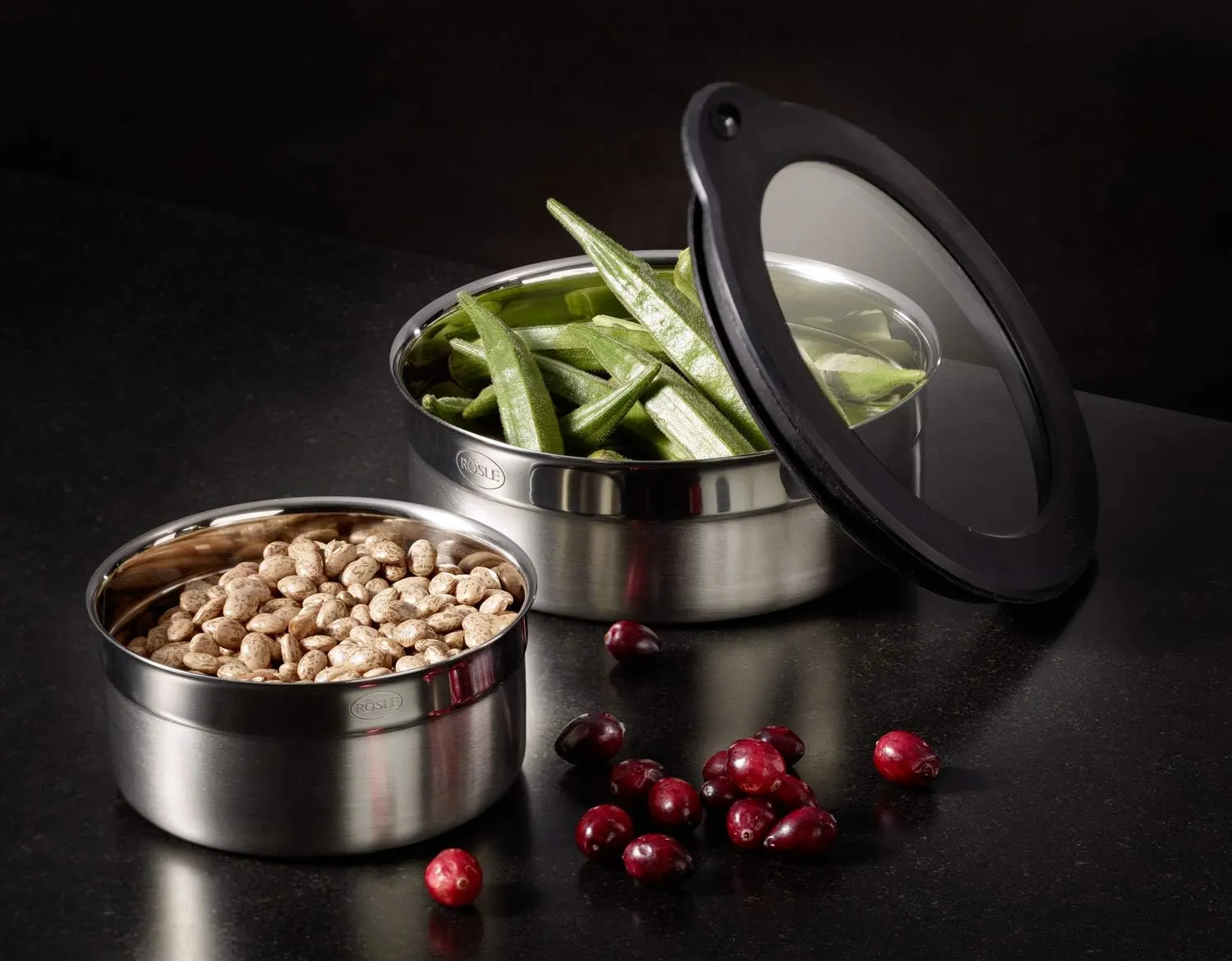 Rösle Jar with Silicone Glass Lid, Storage Box, 18/10 Stainless Steel, 6x12 cm, 16556