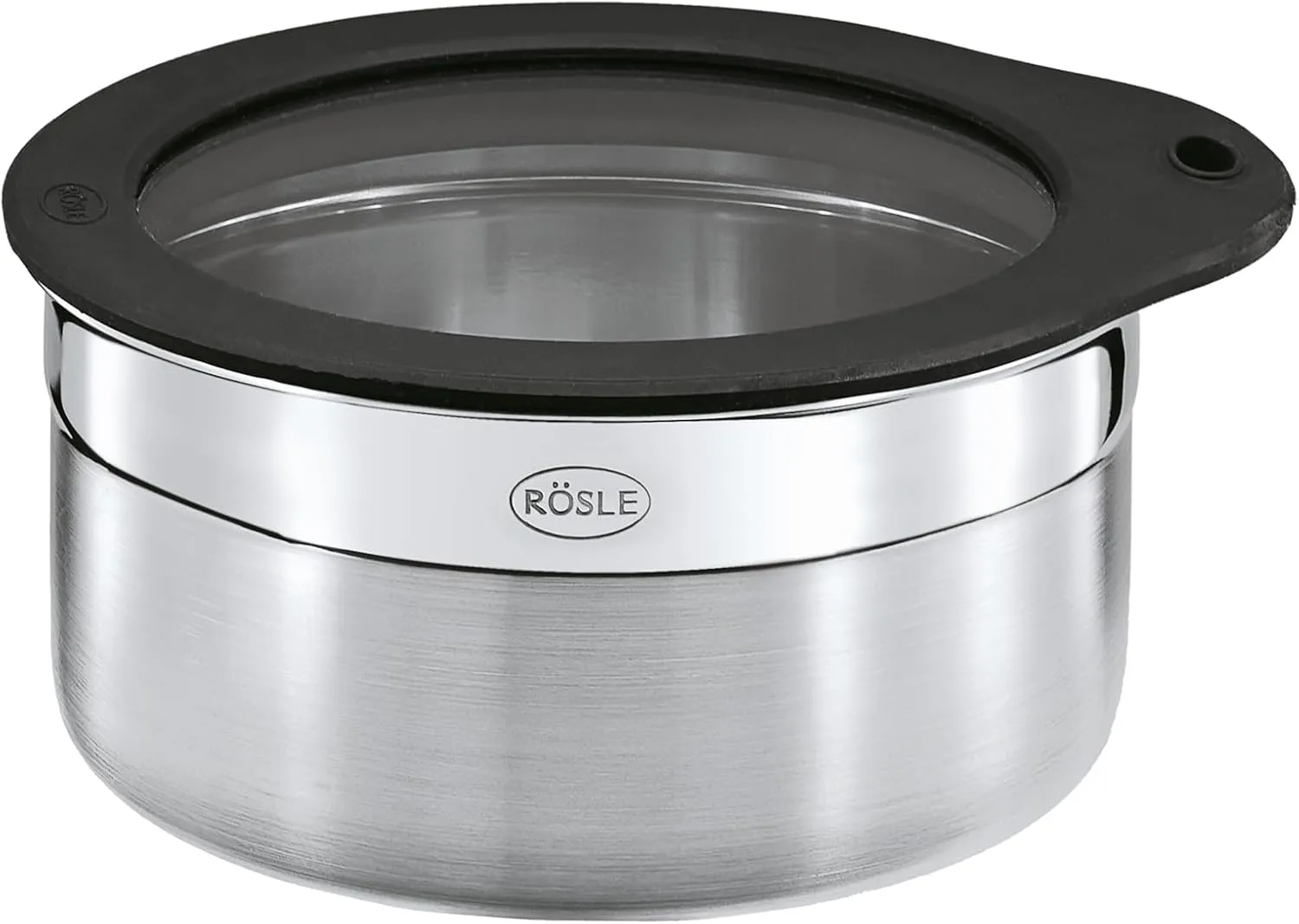 Rösle Jar with Silicone Glass Lid, Storage Box, 18/10 Stainless Steel, 6x12 cm, 16556