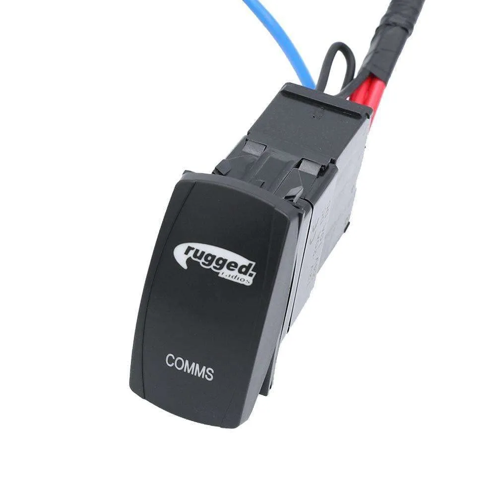 Rugged Radios All in One Power Switch for Waterproof Radio & Intercom - Comms Rocker Switch Two Way Radio Walkie Talkie