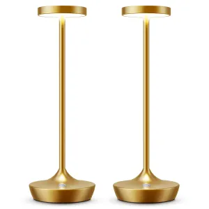 Rynx | Sikevht 2 Pack Gold Wireless LED Table Lamps, Waterproof, Dimmable, Portable for Indoor & Outdoor Use