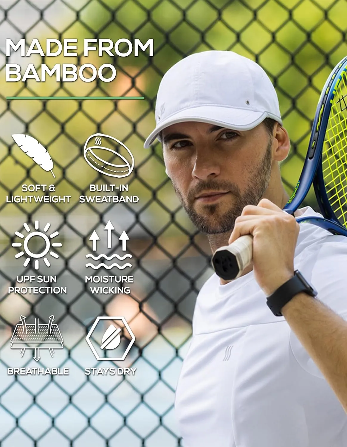 SAAKA Lightweight Sports Hat for Men. Fast Drying, Stays Cools. Best for Running, Tennis, Golf & Working Out.