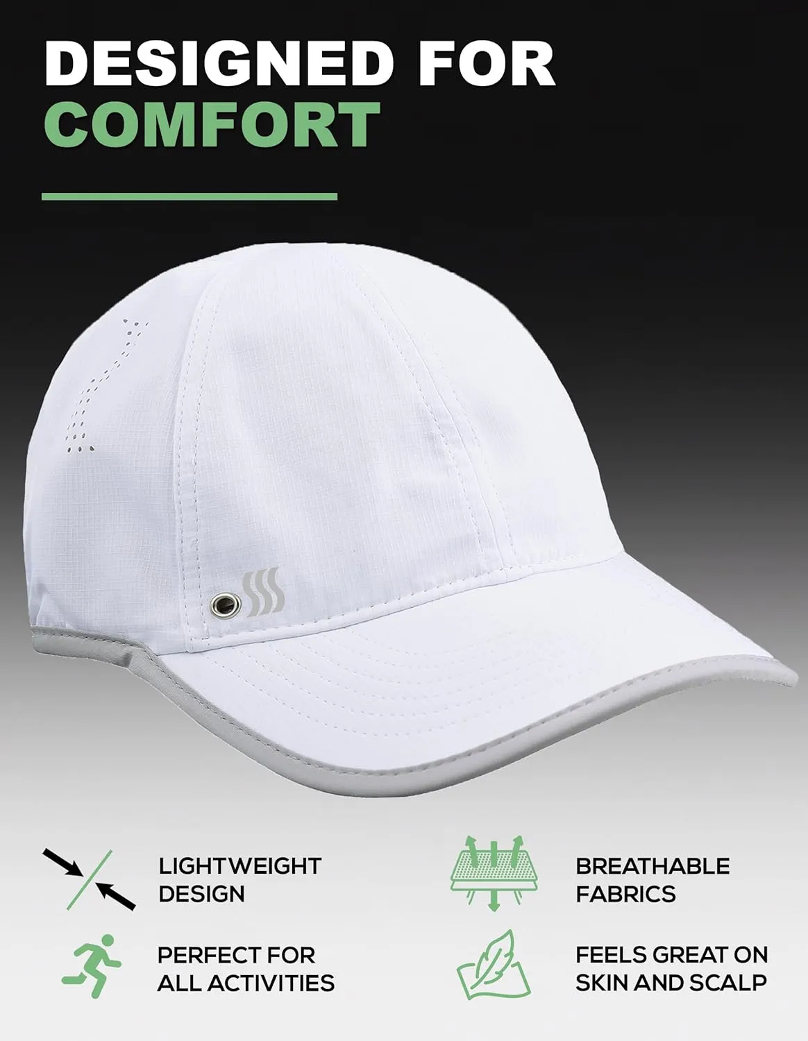 SAAKA Lightweight Sports Hat for Men. Fast Drying, Stays Cools. Best for Running, Tennis, Golf & Working Out.