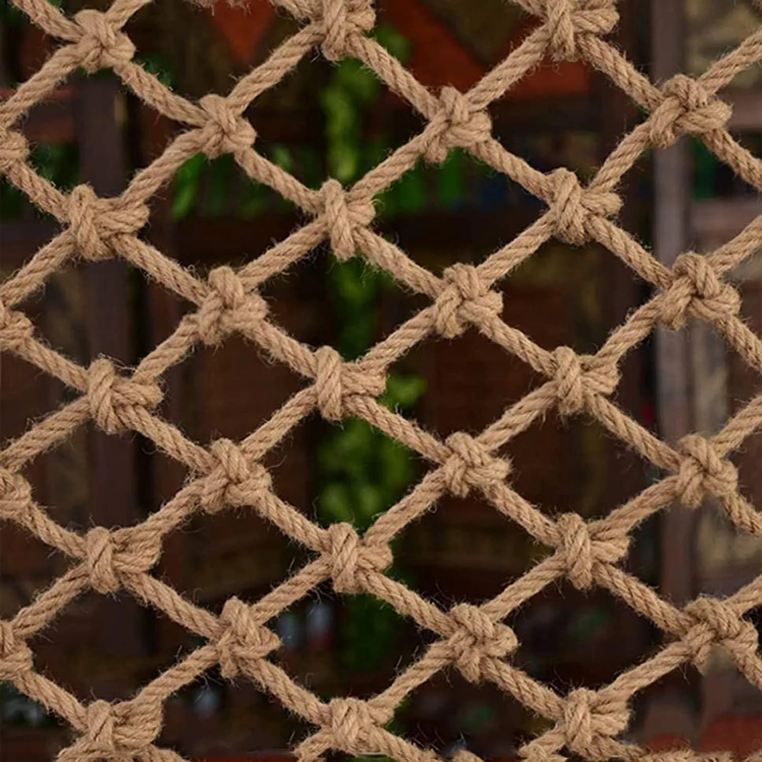 Safety Anti-Fall Fence Net for Children & Pets - Cat, Cargo Net Climbing Rope for Playground, Treehouse & Hammock (Jute, 1Mx2M(3.3FTx6.5FT))
