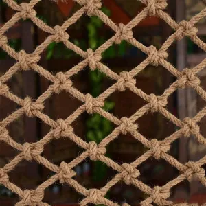 Safety Anti-Fall Fence Net for Children & Pets - Cat, Cargo Net Climbing Rope for Playground, Treehouse & Hammock (Jute, 1Mx2M(3.3FTx6.5FT))