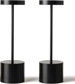 SAKRINGT 2 Pack Rechargeable Table Lamp, LED Cordless Table Lamp,5000mAh Battery Operated Portable Table Light,Dimming for Restaurant/Patio/Outdoor(Black)
