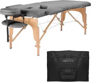 Saloniture Professional Portable Folding Massage Table with Carrying Case - Light Gray