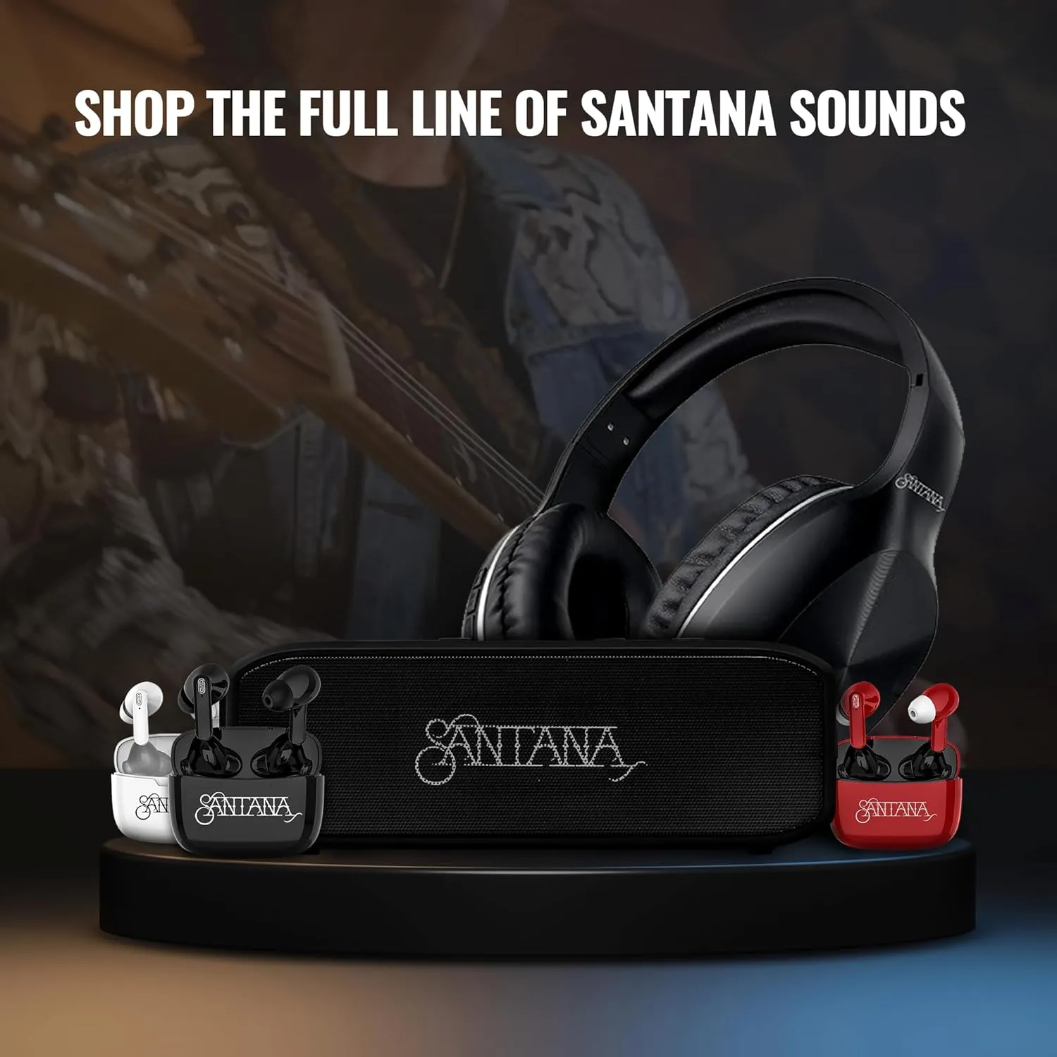 SANTANA BY CARLOS SANTANA Samba 40W High-Power Bluetooth Speaker with 48mm Drivers, Isolated Subwoofer, IP67 Waterproof, True Wireless Surround Sound, 20  Hours Battery Life (Samba, Single Pack)