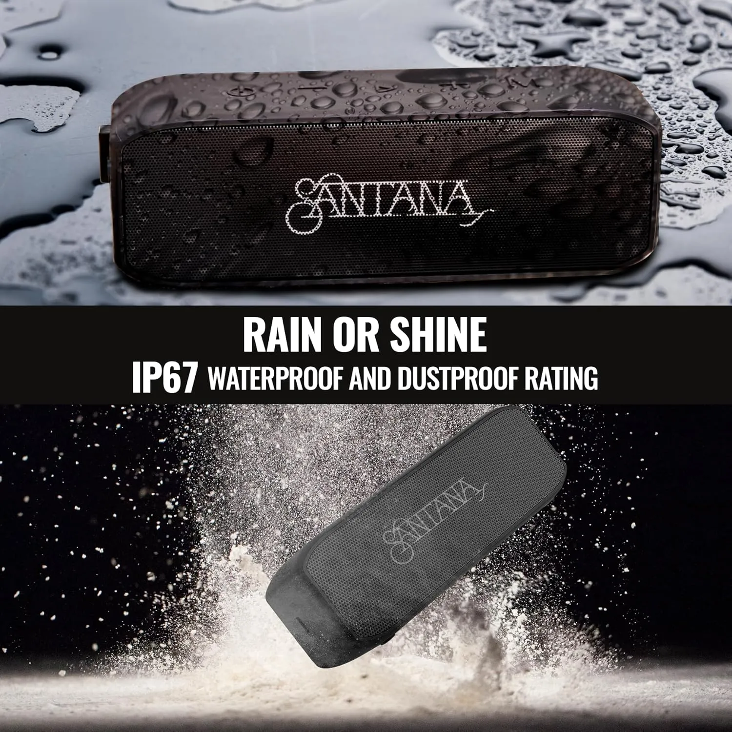 SANTANA BY CARLOS SANTANA Samba 40W High-Power Bluetooth Speaker with 48mm Drivers, Isolated Subwoofer, IP67 Waterproof, True Wireless Surround Sound, 20  Hours Battery Life (Samba, Single Pack)