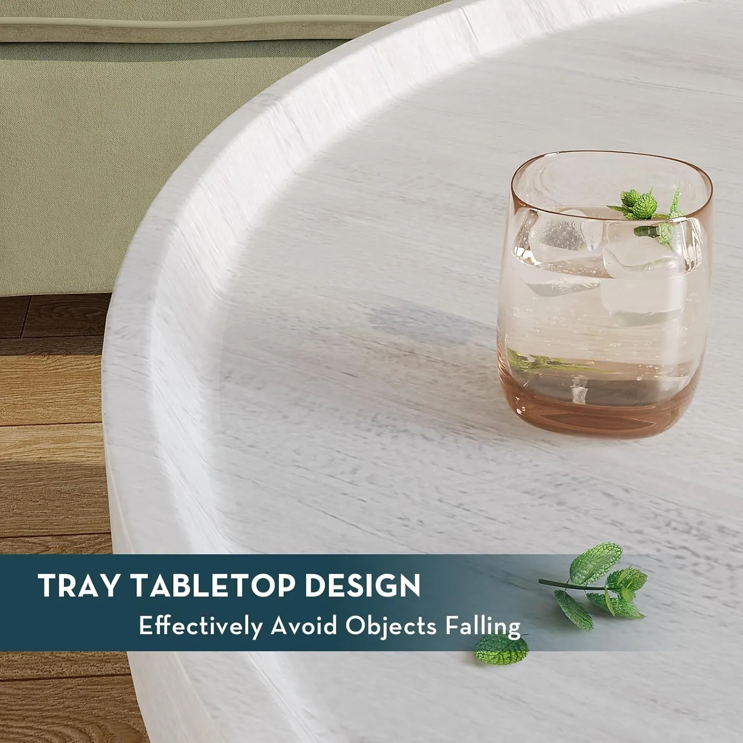 SAYGOER Round Coffee Table Small Modern Coffee Tables Rustic Farmhouse Center Table for Living Room Home Office Boho Table Easy Assembly, White Black
