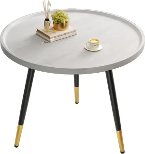 SAYGOER Round Coffee Table Small Modern Coffee Tables Rustic Farmhouse Center Table for Living Room Home Office Boho Table Easy Assembly, White Black