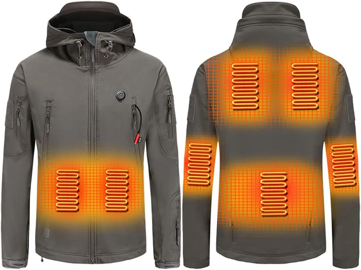 scosao Heated Jacket Electric Heating Coat Winter Warm Hooded Heating Jackets Waterproof Breathable for Women and Men