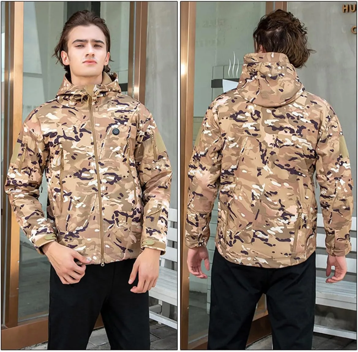 scosao Heated Jacket Electric Heating Coat Winter Warm Hooded Heating Jackets Waterproof Breathable for Women and Men