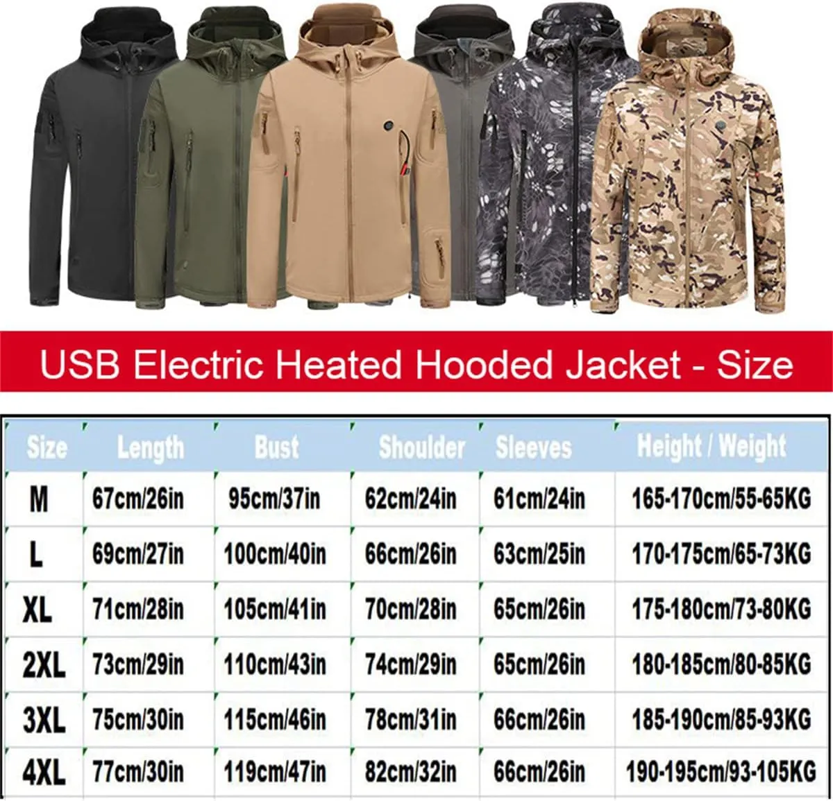 scosao Heated Jacket Electric Heating Coat Winter Warm Hooded Heating Jackets Waterproof Breathable for Women and Men