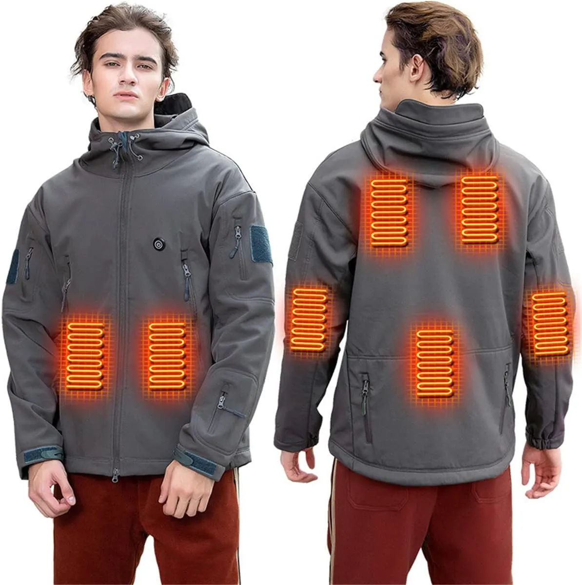 scosao Heated Jacket Electric Heating Coat Winter Warm Hooded Heating Jackets Waterproof Breathable for Women and Men