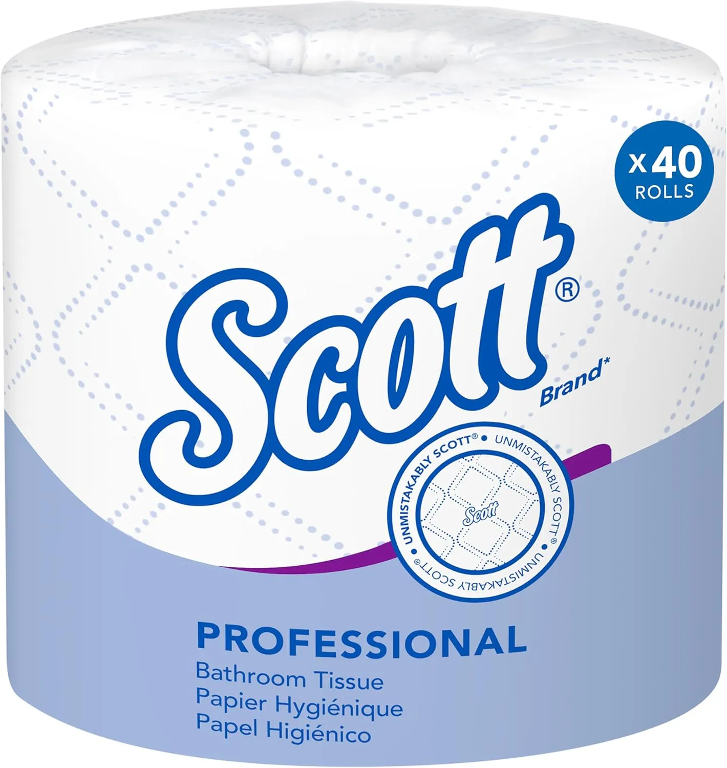 Scott Professional Standard Roll Bulk Toilet Paper (48040), 2-Ply, Elevated Design, White, Individually Wrapped (40 Rolls of 550 Sheets, 22,000 Sheet Total)