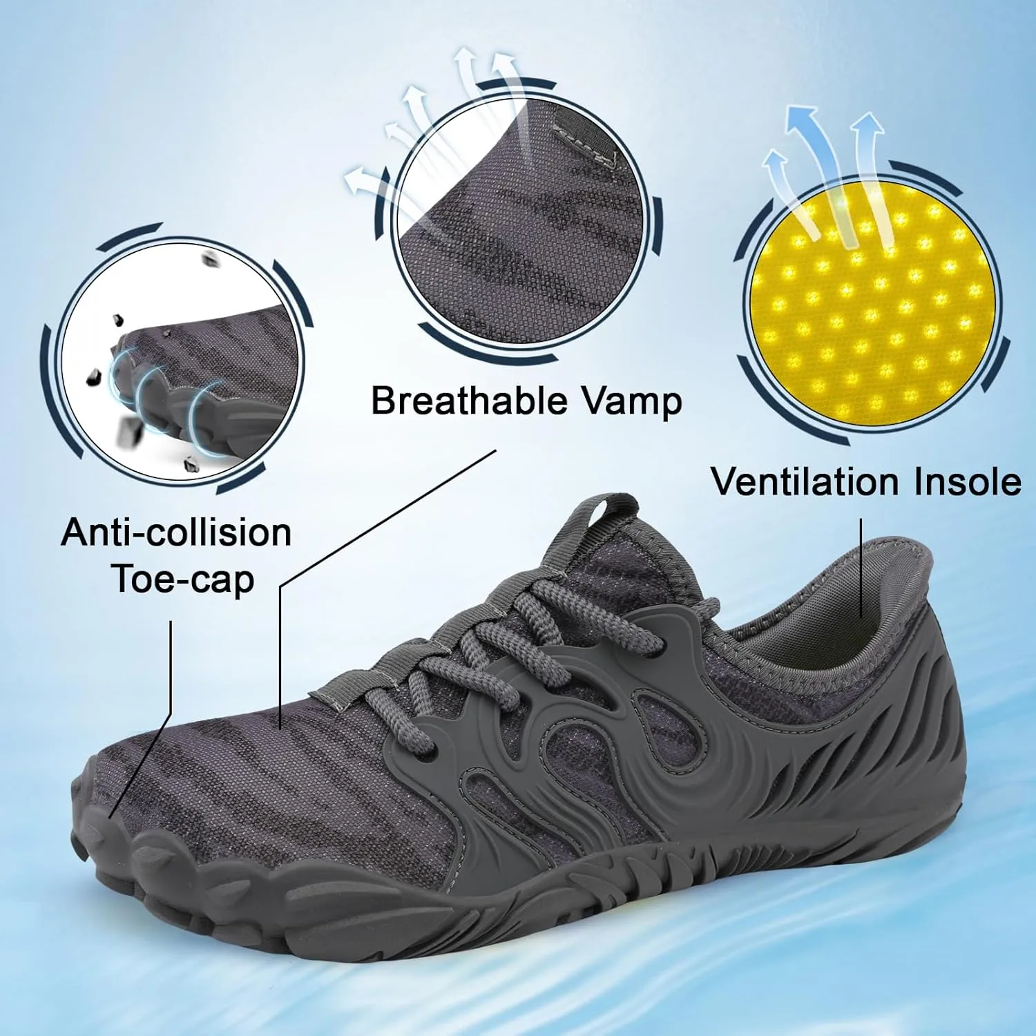 Scurtain Unisex Mens Womens Athletic Hiking Water Shoes Barefoot Aqua Shoes for Beach Swimming Hiking Boating Sailing
