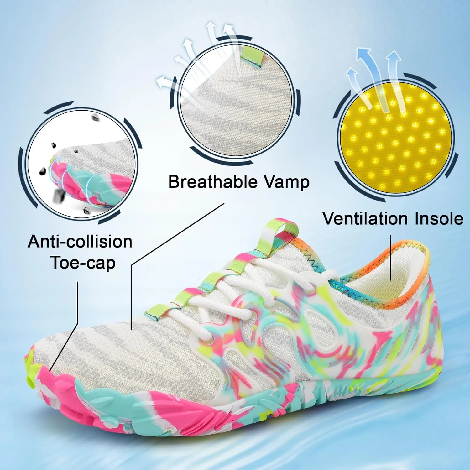 Scurtain Unisex Mens Womens Athletic Hiking Water Shoes Barefoot Aqua Shoes for Beach Swimming Hiking Boating Sailing