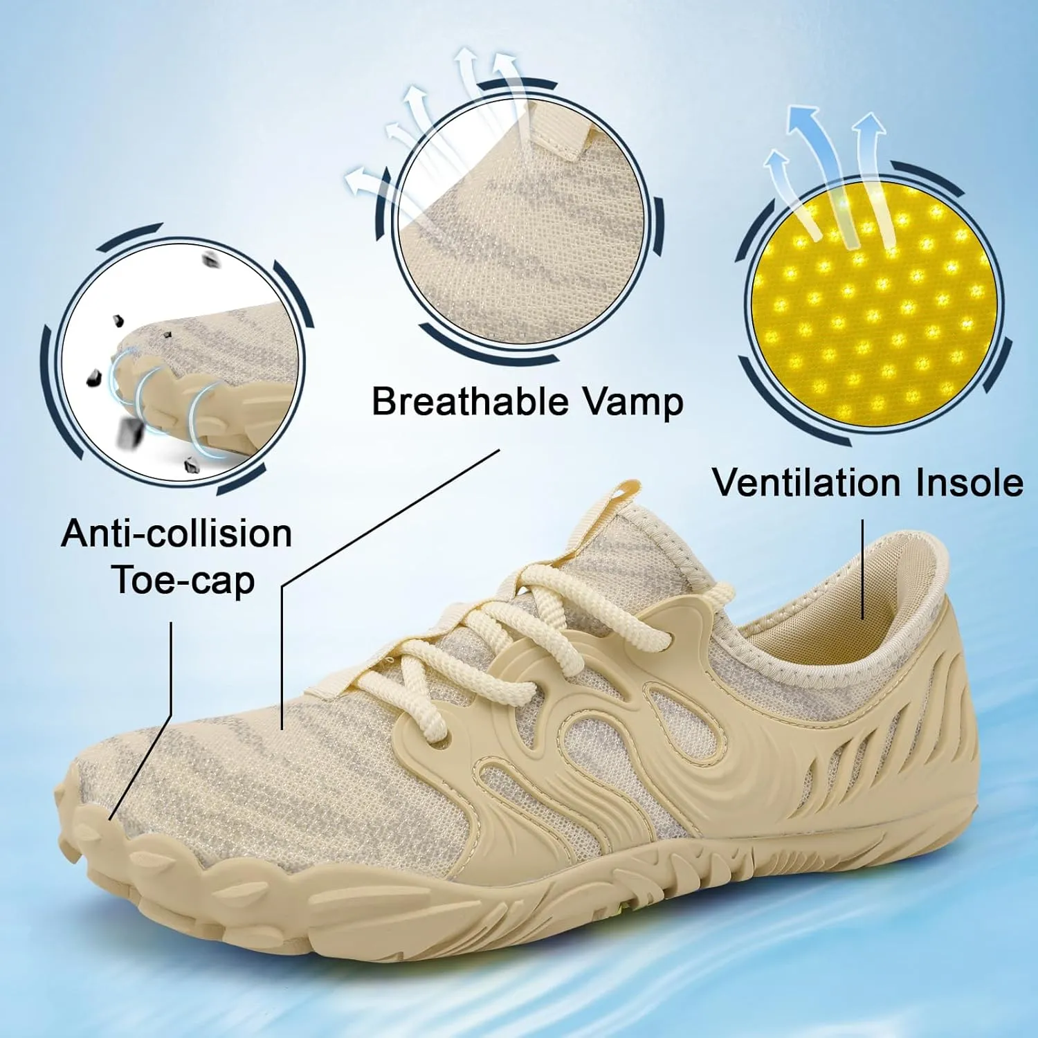 Scurtain Unisex Mens Womens Athletic Hiking Water Shoes Barefoot Aqua Shoes for Beach Swimming Hiking Boating Sailing