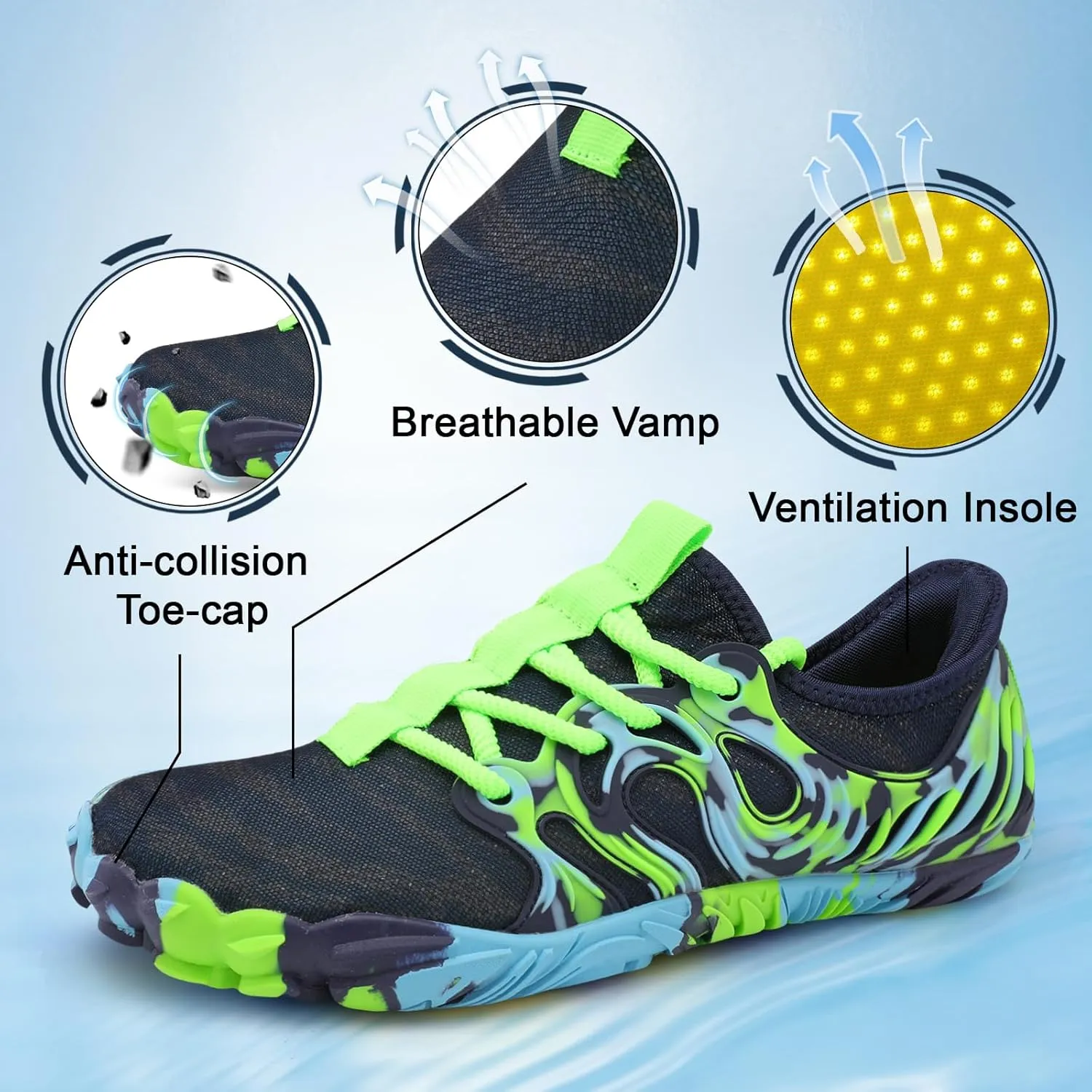 Scurtain Unisex Mens Womens Athletic Hiking Water Shoes Barefoot Aqua Shoes for Beach Swimming Hiking Boating Sailing