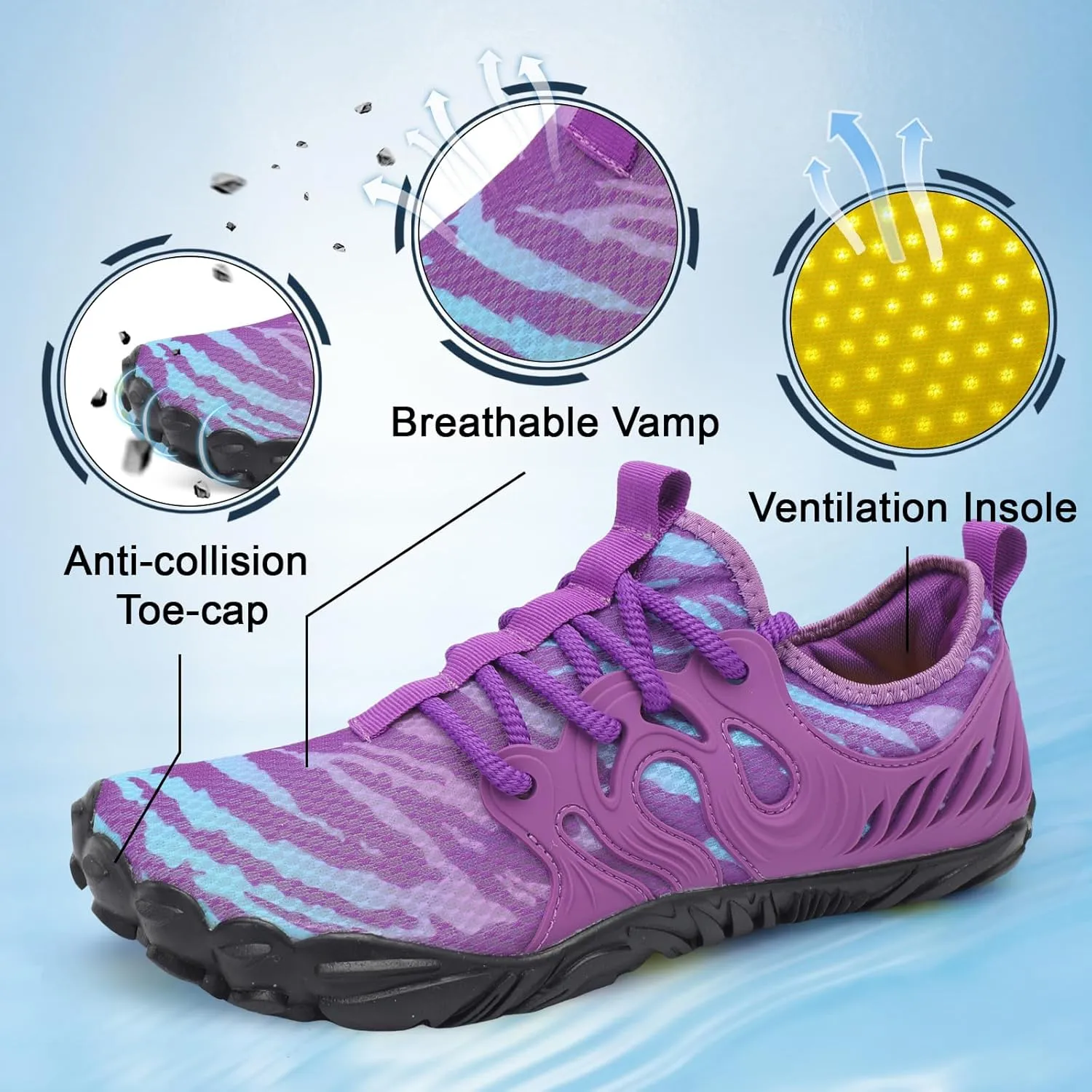 Scurtain Unisex Mens Womens Athletic Hiking Water Shoes Barefoot Aqua Shoes for Beach Swimming Hiking Boating Sailing