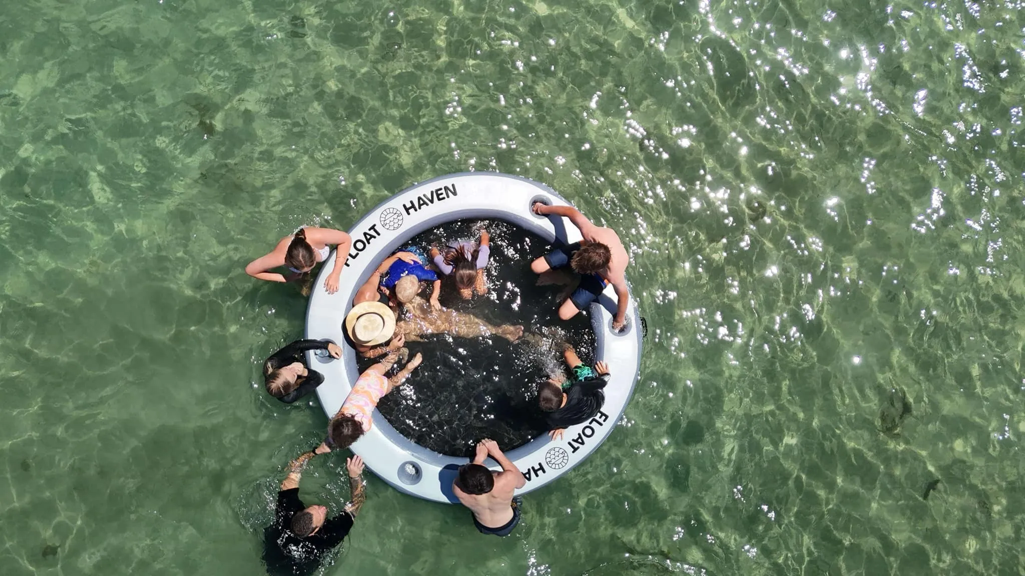 SEA POOL – 2.4M Large Round Inflatable River Float - Floating Island - Water Hammock
