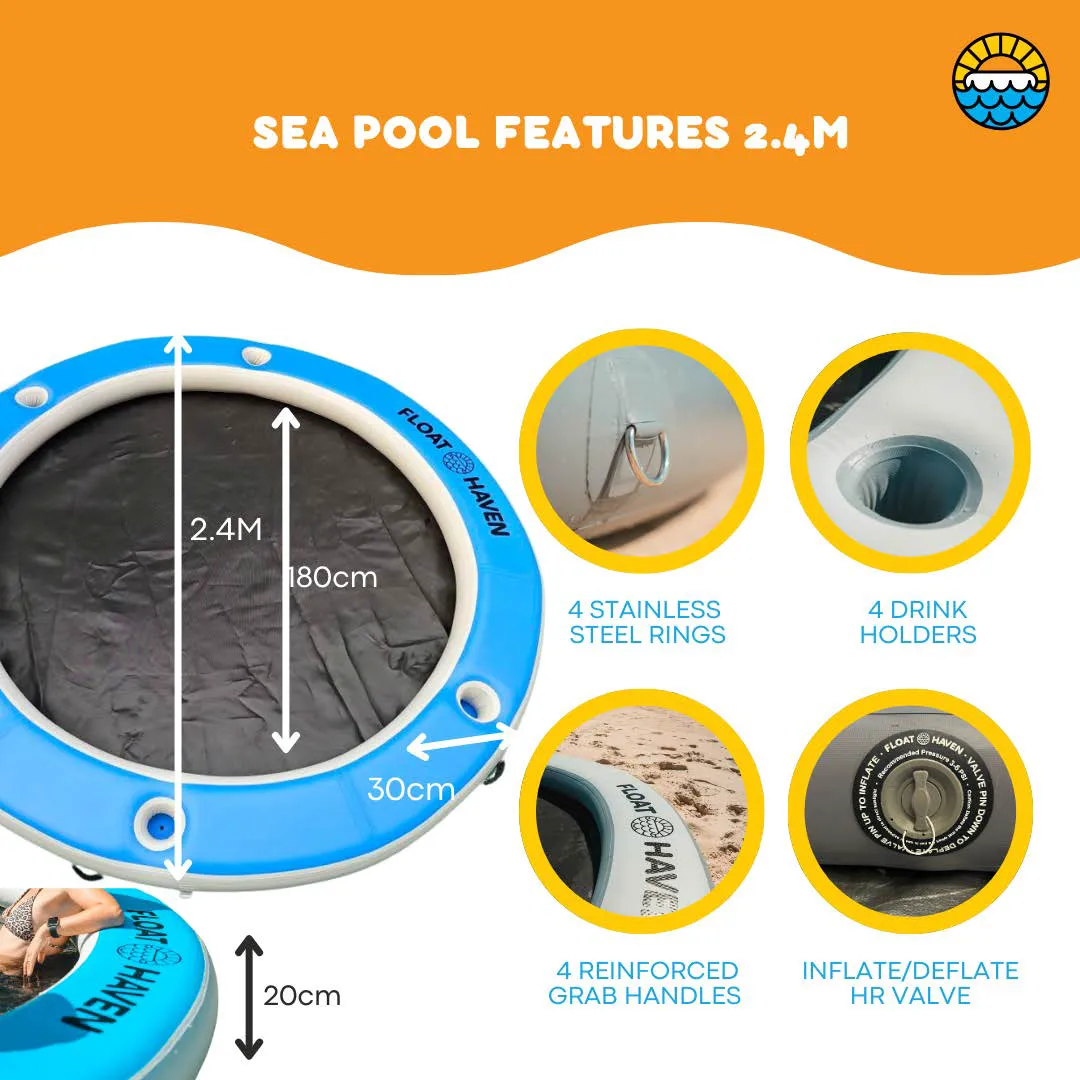 SEA POOL – 2.4M Large Round Inflatable River Float - Floating Island - Water Hammock