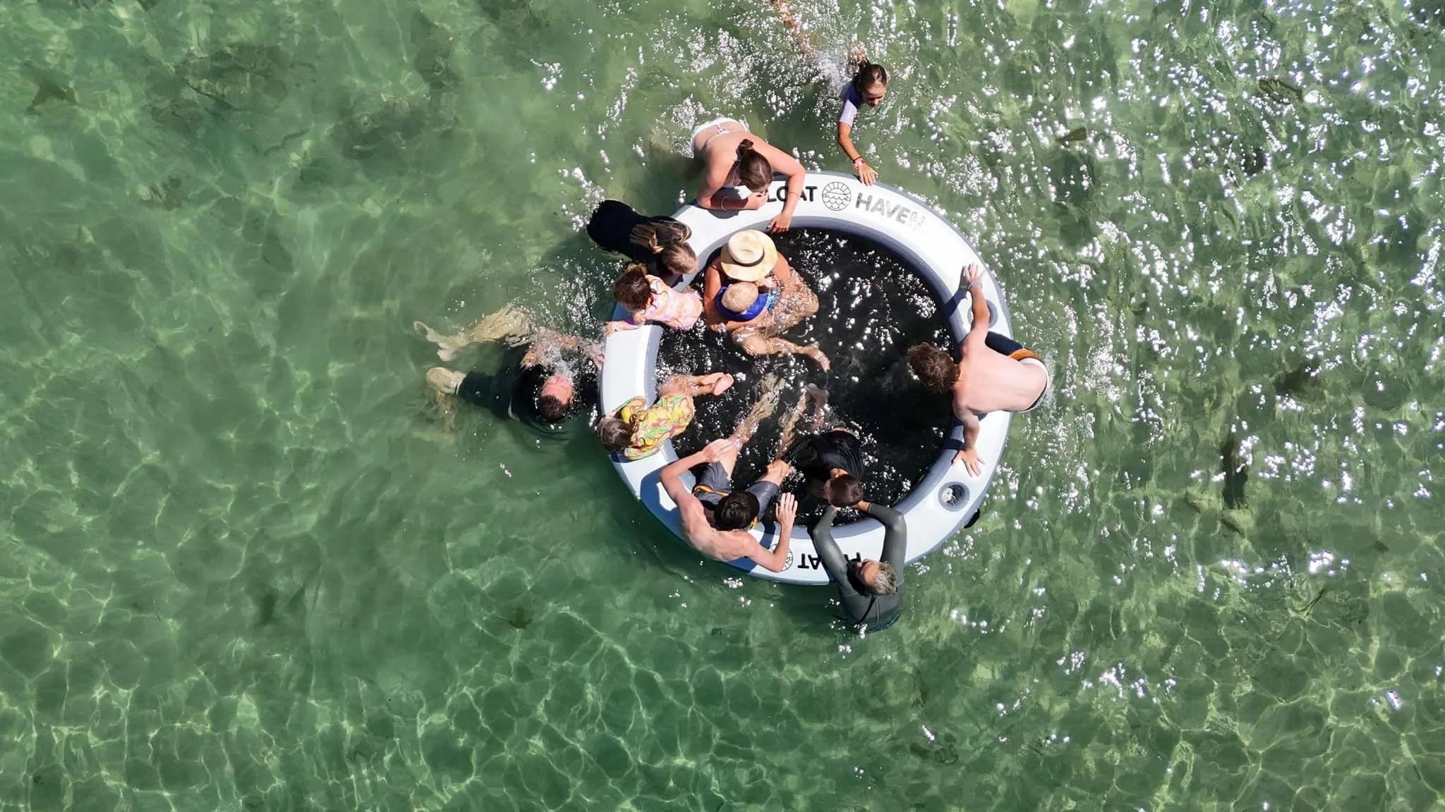 SEA POOL – 2.4M Large Round Inflatable River Float - Floating Island - Water Hammock