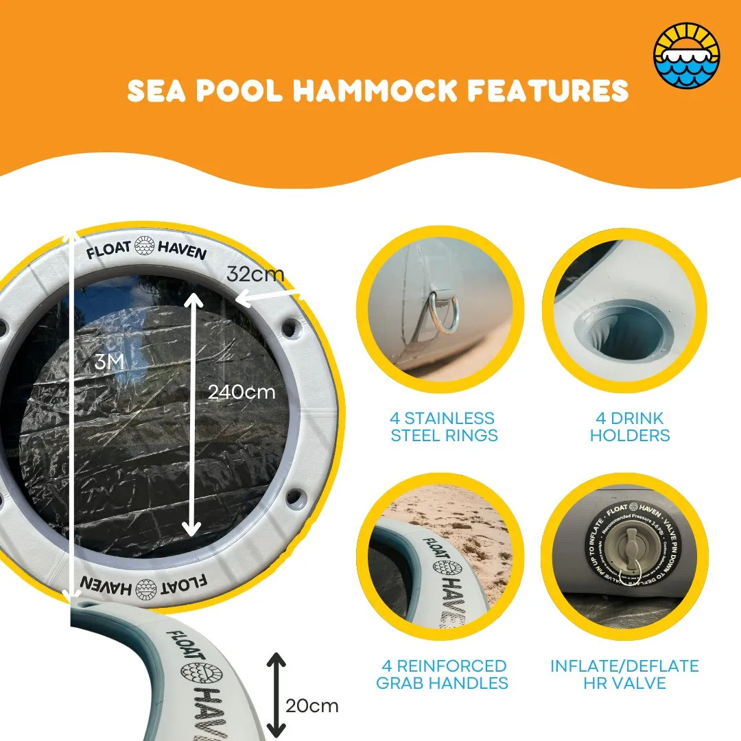 SEA POOL – 3M Large Round Inflatable River Float - Floating Island - Water Hammock