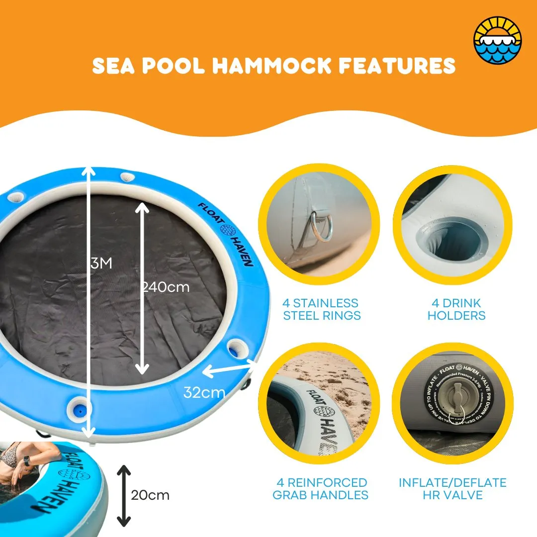 SEA POOL – 3M Large Round Inflatable River Float - Floating Island - Water Hammock