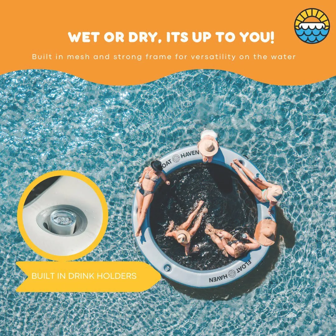 SEA POOL – 3M Large Round Inflatable River Float - Floating Island - Water Hammock
