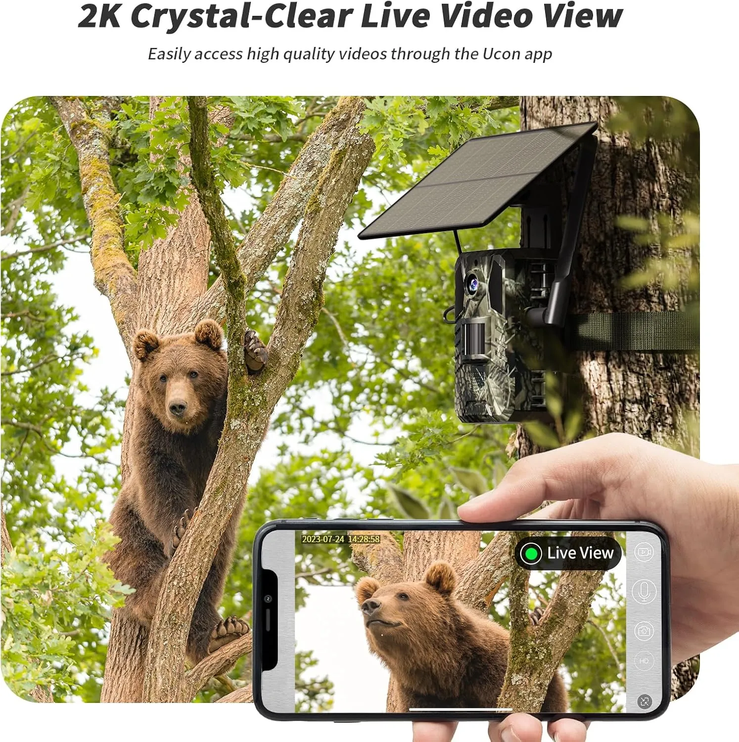 SEHMUA Cellular Trail Cameras 3rd Gen with Live Streaming, Built-in SIM Card with Motion Activated 0.2s Trigger Time Solar Trail Cam IP66 Waterproof