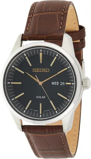 Seiko Watch for Men - Essentials - Date Calendar, Leather Bracelet, 100m Water-Resistant