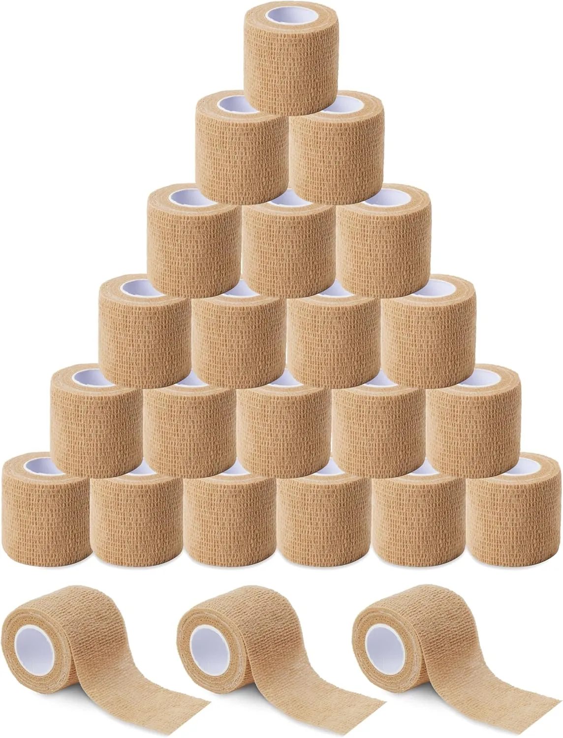 Sensi Wrap Grip Cover Sports Self Bandage Rolls 2-inch x 5-Yards 24pcs (Tan)