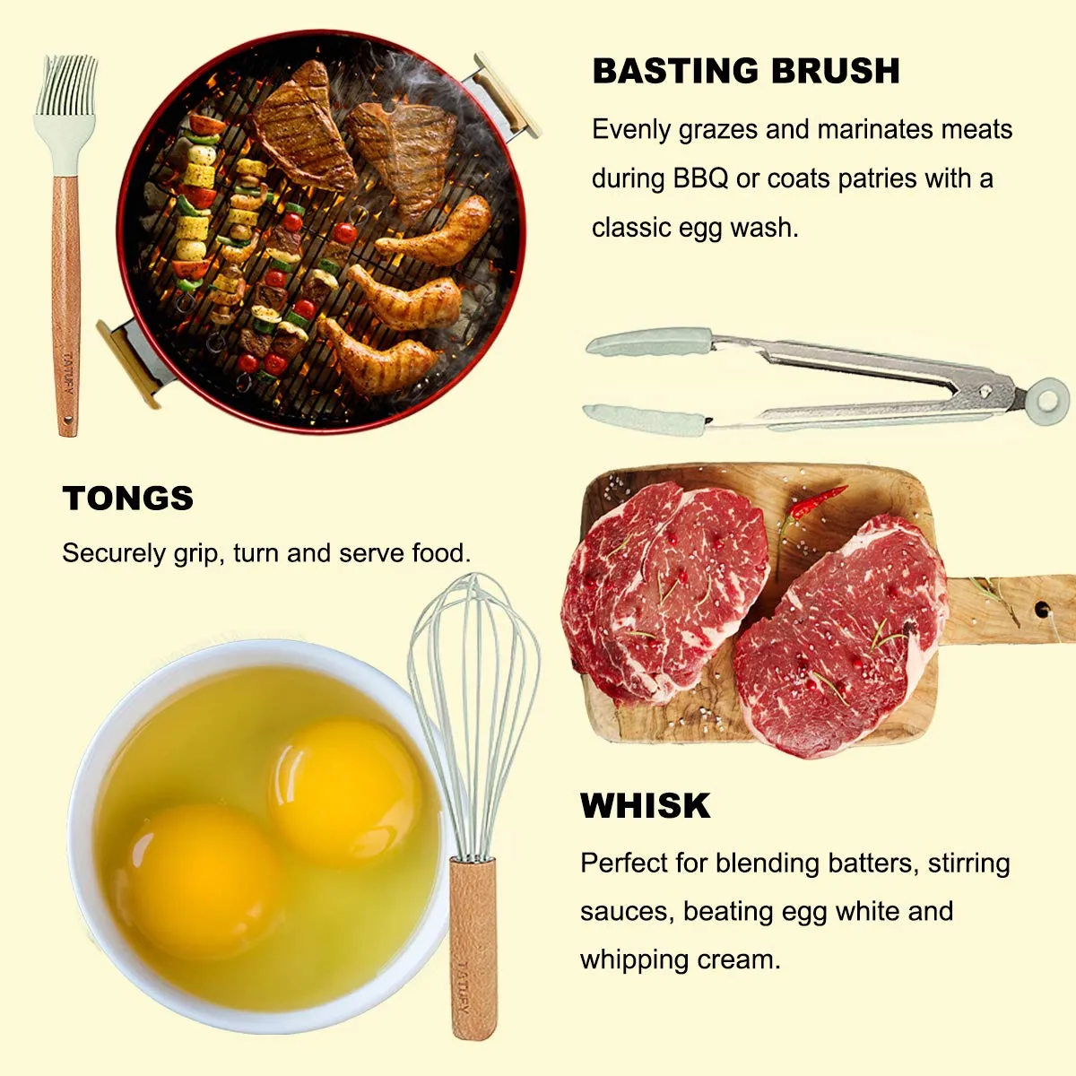 Set of 12 Silicone Utensils Set Cooking Kitchen Baking Wooden Cookware BPA Free
