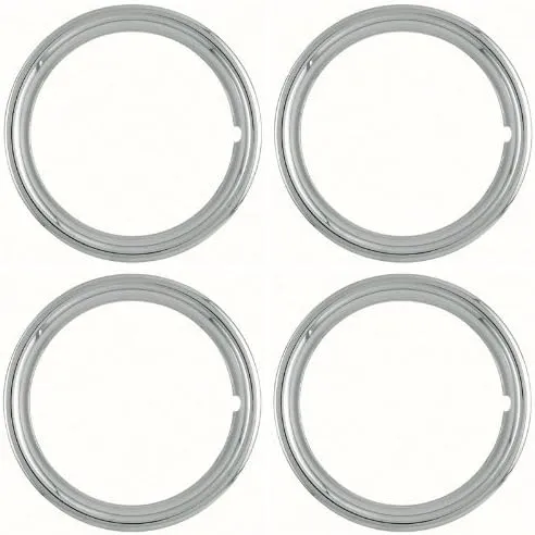 Set of 4 Polished Stainless Steel 14" 1.75 inch Beauty Trim Rings 1514S